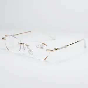 Occhiali da lettura donna senza montatura con taglio diamante e filtro luce blu eleganti
