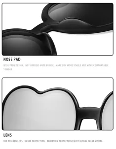 Herzförmige Sonnenbrille Detailansicht mit bequemen Nasenpads und UV400 Schutzlinsen.