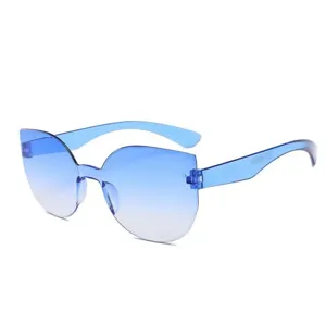 Blaue einteilige Farbverlauf Sonnenbrille für Damen und Herren, trendige Candy Brille.