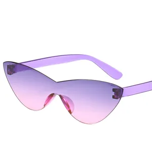 Verlaufende Jelly Cat-Eye randlose Sonnenbrille, stilvolle Brille für Damen und Herren.