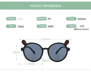 Gafas de sol de orejas de conejo para niños, monturas redondas de moda, gafas infantiles.