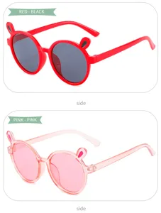 Gafas de sol infantiles bonitas con orejas de conejo y montura redonda para verano.