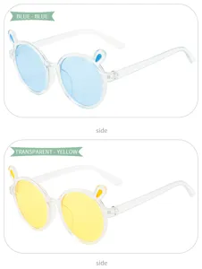 Gafas de sol para niños orejas de conejo montura transparente colores de caramelo nuevo
