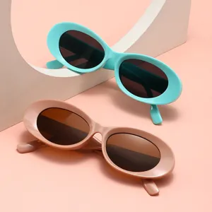 Trendige Ovale Sonnenbrille Für Damen Herren Retro Konkav Dickem Rahmen UV400 Schutz Mode Brille Für Reise Streetwear