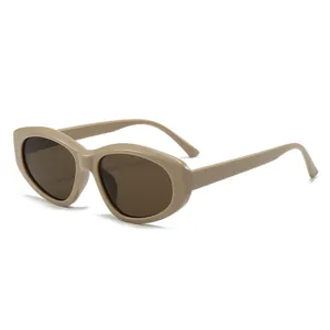 Klobige ovale Sonnenbrille für Damen und Herren, Retro dicker Rahmen UV-Schutz trendige Brille.