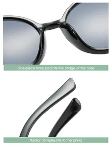 Primer plano de los detalles de gafas de sol infantiles con almohadilla nasal y patillas.