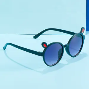 Gafas de sol lindas para niños con orejas de conejo color caramelo estilo redondo muy chulas