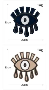 Großer Pailletten Stickerei Augen Aufnäher glänzender dekorativer Stoffaufnäher für Jacken.