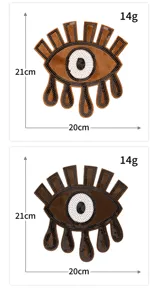 Großer Pailletten bestickter Augen Aufnäher für Kleidung DIY Abzeichen 21x20cm 14g