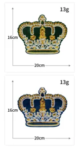 Gran parche bordado de lentejuelas corona en tela de terciopelo accesorios para ropa detalle