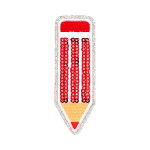 Glitter potlood pailletten patch voor kinderkleding diy decoratieve borduurwerk applicaties