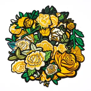 Gelbe Rosen Stickerei Aufnäher DIY Kleidung Zubehör dekorative Applikation zum Nähen