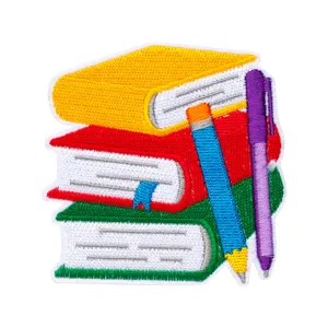 Embroidered book and pen patch cute school supplies clothing backpack DIY decorative iron-on