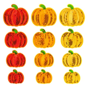 Pompoen Pailletten Borduurwerk Patch DIY Kledingreparatie Applique Meerkleurig Halloween Decoratieve Patches Voor Kledingstuk Hoed Tas