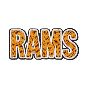 Κεντημένο μπάλωμα με γράμματα RAMS με πούλιες για ρούχα καπέλα διακόσμηση DIY