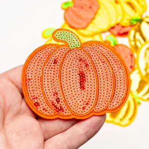 Pompoen Pailletten Patch DIY Geborduurde Applique voor Kleding Decoratieve Items