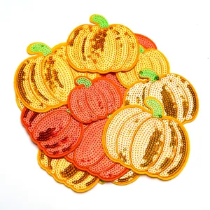 Kleurrijke pailletten pompoen geborduurde patches DIY kledingreparatie applicatie