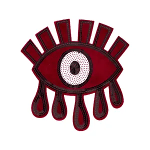 Großes Pailletten Augen Besticktes Aufnäher Roter Glanz DIY Kleidung Mantel Applikation