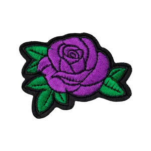 Patch Brodé Rose Violette Thermocollant Applique Motif Fleur Vêtement DIY