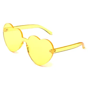 Süßwarenfarbe dicke herzförmige Sonnenbrille Mode einteilige Sonnenbrille für Damen