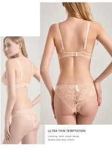 Plus size lace sexy bra set for women, breathable comfortable underwear lingerie set.