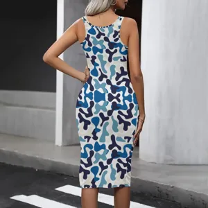 Women's sexy camouflage print sleeveless bodycon cami dress fashion summer streetwear
