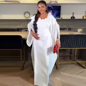 Plus size satin square neck embroidered long loose casual maxi dress for women elegant.