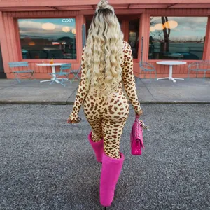 Sexy Leo Print Langarm Oberteil und Leggings Zweiteiler Outfit für Damen Streetwear.