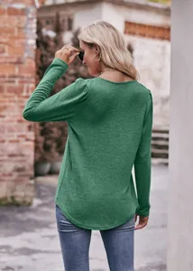 Women Solid Color Long Sleeve Puff Sleeve Square Neck Pleated Casual Fashion T-Shirt Top.