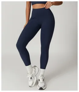Pantaloni da yoga da donna a vita alta tinta unita fitness corsa leggings sportivi