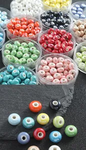 Cuentas de cerámica de Jingdezhen accesorios de joyería DIY abalorios espaciadores coloridos