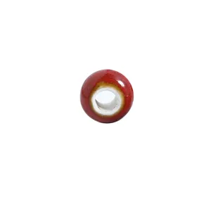 Retro red glazed ceramic large hole spacer bead for handmade DIY jewelry necklace making.