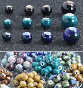 Perles en céramique changées au four accessoires DIY perles rondes pour fabrication de bijoux