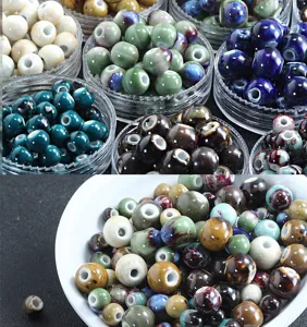 Perles en céramique émaillée multicolores mix 6-12mm rondes accessoires de bijoux DIY
