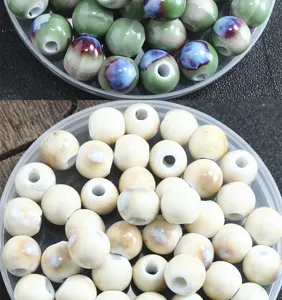 Perles en céramique émaillée mélangées rondes DIY accessoires pour bracelets faits à la main bijoux