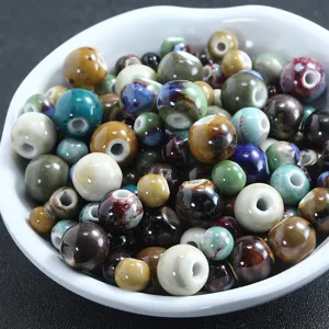 Perles en Céramique Émaillée Perles en Vrac Accessoires de Fabrication de Bijoux DIY Perle Ronde en Porcelaine Pour Bracelet Collier