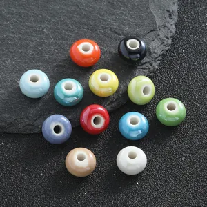 Cuentas de ceramica coloridas para hacer joyas de pulseras de bricolaje, superficie lisa.