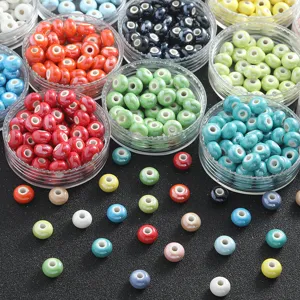 Cuentas de rueda de cerámica colorida para joyería DIY, cuentas espaciadoras brillantes pulseras.