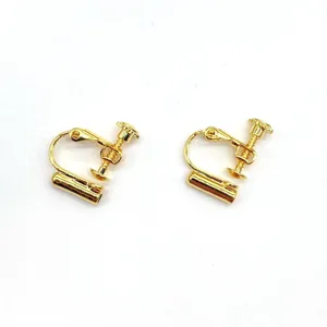 Gold screw-on clip-on earring converters for non-pierced ears, easy DIY jewelry accessory.