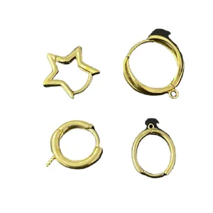 Gold DIY earring findings set, including star hoop and round loop components for jewelry making.
