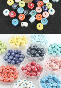 Colorful ceramic evil eye beads spacer loose beads for DIY bracelet jewelry making accessories
