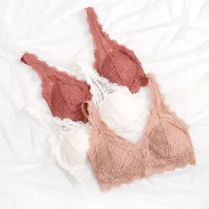 Sexy kabelloser, gepolsterter Spitzen-Bralette für Damen, bequeme Unterwäsche.