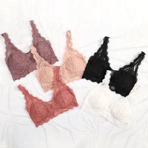 Damen sexy bügelloser Push-Up Spitzen-BH Mehrfarben-Set komfortable Unterwäsche im Alltag