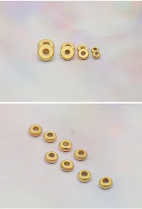 Perles intercalaires en métal doré pour fabrication de bijoux DIY, perles en vrac dorées mat.
