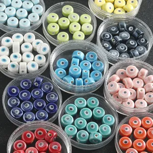 Colorful evil eye ceramic beads for DIY jewelry making bracelets and phone chains main view