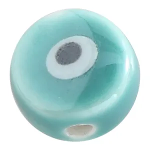 Turquoise evil eye ceramic bead loose spacer bead for DIY bracelet necklace jewelry making supplies.