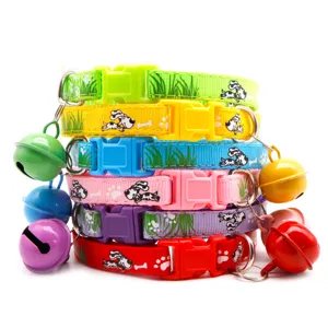 1cm fabric dog collar adjustable cat neck strap small dog collar bell pet accessories