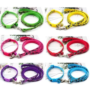 Set collare e guinzaglio regolabile per animali domestici con bel motivo per cani e gatti camminare.