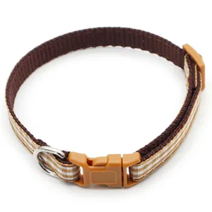Retro plaid pet collar with quick release buckle and metal D-ring for dogs and cats outdoor.