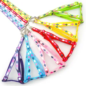 Argyle Dog Harness And Leash Set Polypropylene Puppy Chest Strap Pet Traction Rope For Small Dogs Cats Daily Walking